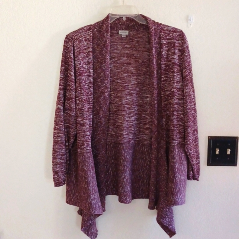 Avenue Maroon and white mottled cardigan